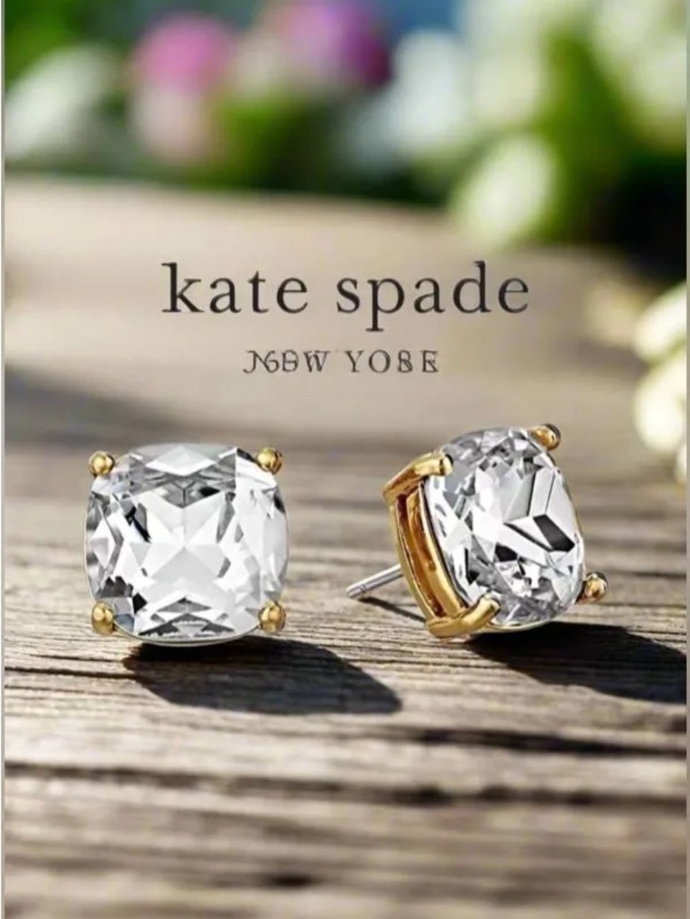 kate spade Clear Crystal Stud Earrings with Gold-Prong Setting